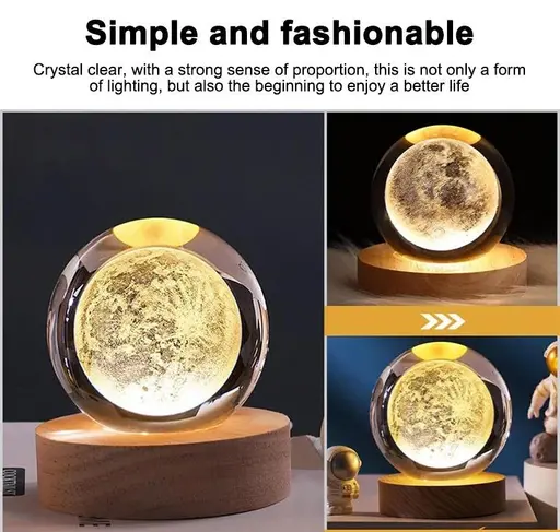 3D Moon Crystal Ball Night Lamp